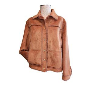 St. John's Sport by Marie Gray Brown Faux Suede Coat